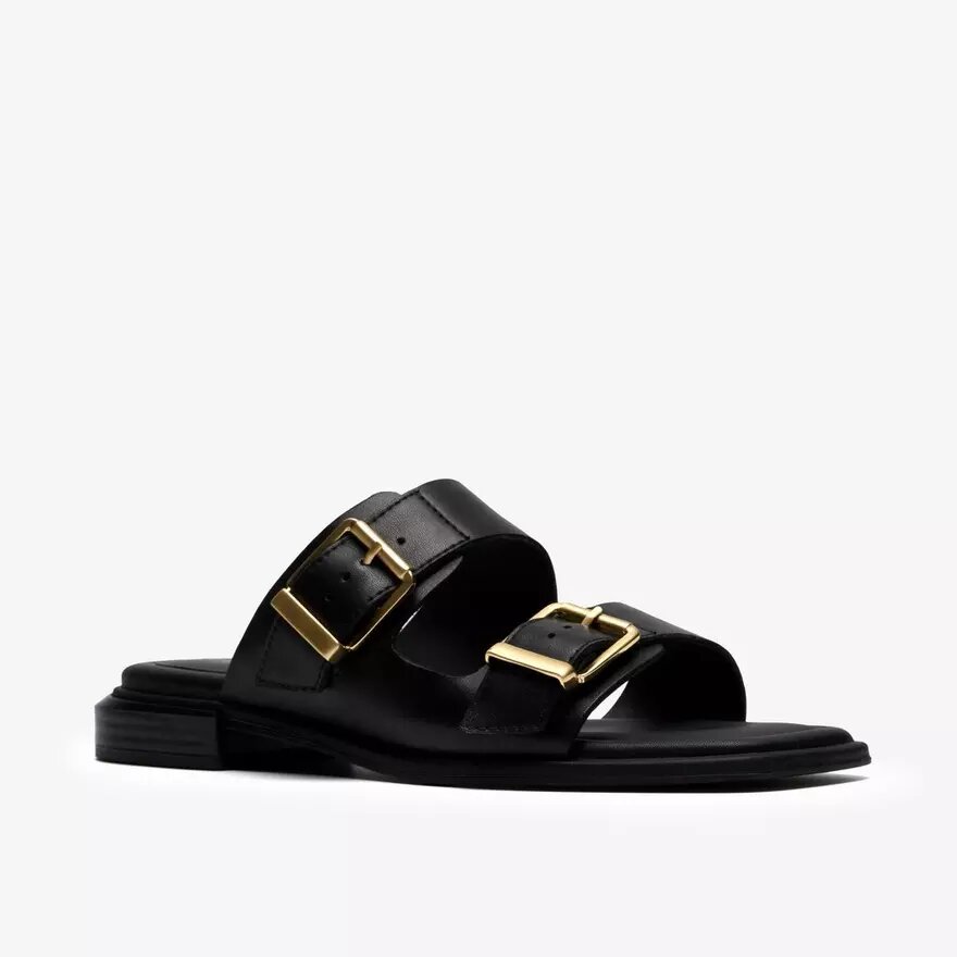 Ariany Bay flade sandaler i sort læder til kvinder Ariany Bay flade sandaler i sort læder til kvinder