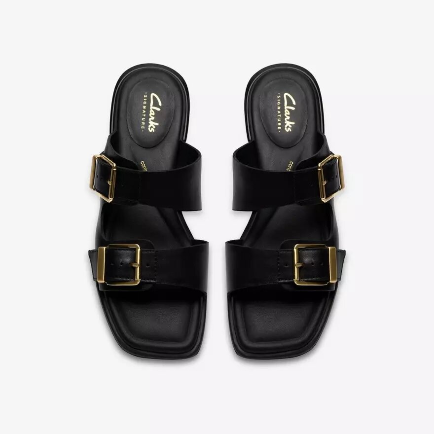 Ariany Bay flade sandaler i sort læder til kvinder Ariany Bay flade sandaler i sort læder til kvinder
