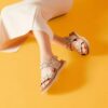Arwell Glide Metallic kombinerede flade sandaler til kvinder Arwell Glide Metallic kombinerede flade sandaler til kvinder