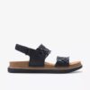 Arwell Glide sorte kombinerede flade sandaler til kvinder Arwell Glide sorte kombinerede flade sandaler til kvinder