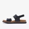 Arwell Glide sorte kombinerede flade sandaler til kvinder Arwell Glide sorte kombinerede flade sandaler til kvinder