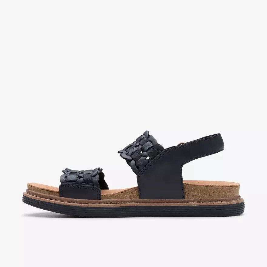 Arwell Glide sorte kombinerede flade sandaler til kvinder Arwell Glide sorte kombinerede flade sandaler til kvinder