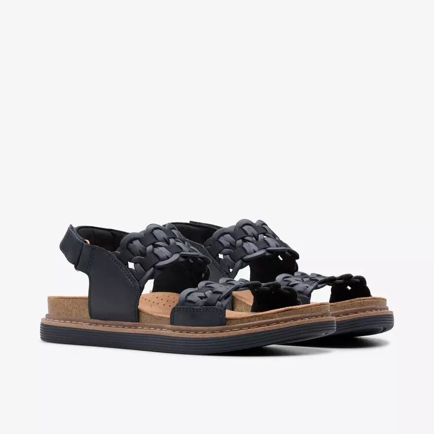 Arwell Glide sorte kombinerede flade sandaler til kvinder Arwell Glide sorte kombinerede flade sandaler til kvinder