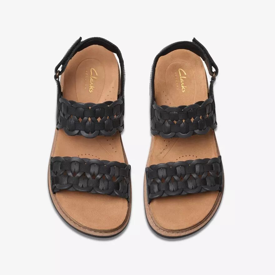 Arwell Glide sorte kombinerede flade sandaler til kvinder Arwell Glide sorte kombinerede flade sandaler til kvinder