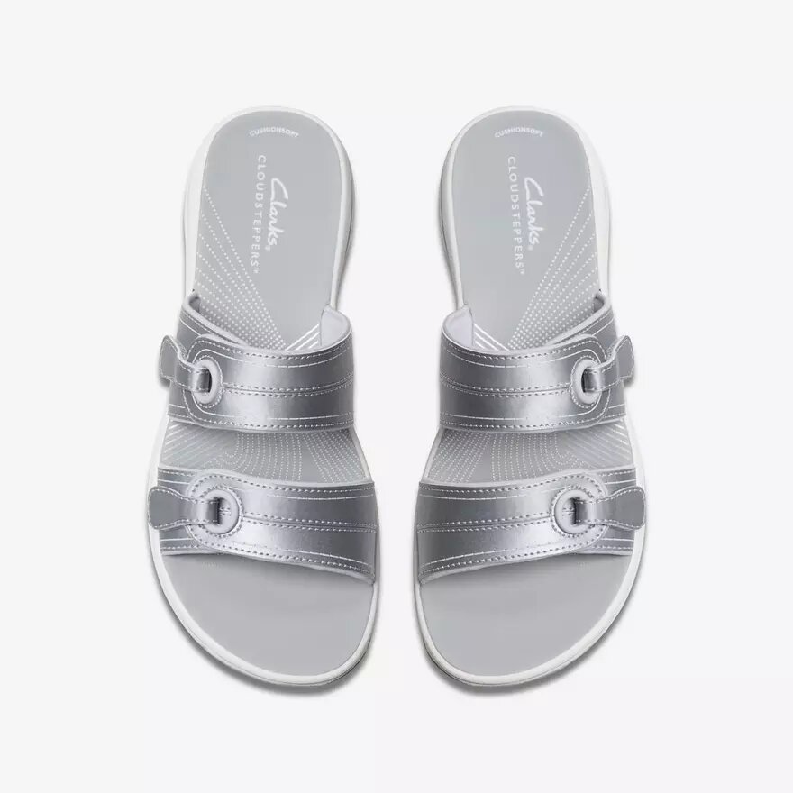 Breeze Maye Silver flade Cloudsteppers™-sandaler til kvinder Breeze Maye Silver flade Cloudsteppers™-sandaler til kvinder