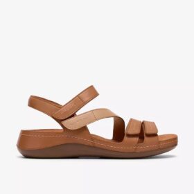 Cecily Mix beige kombineret flad sandal til kvinder