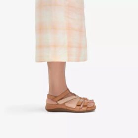 Cecily Mix beige kombineret flad sandal til kvinder
