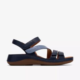 Cecily Mix blå kombinerede flade sandaler til kvinder
