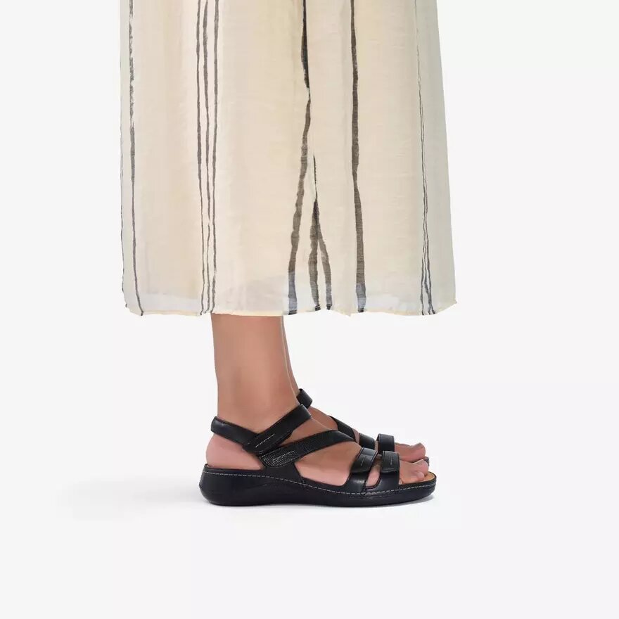 Cecily Mix – flade sandaler i sort kombination til kvinder Cecily Mix – flade sandaler i sort kombination til kvinder