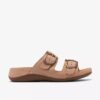 Cecily Step flade sandaler i beige nubuck til kvinder Cecily Step flade sandaler i beige nubuck til kvinder