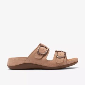 Cecily Step flade sandaler i beige nubuck til kvinder Cecily Step flade sandaler i beige nubuck til kvinder