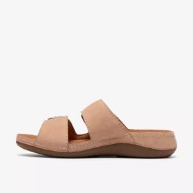 Cecily Step flade sandaler i beige nubuck til kvinder Cecily Step flade sandaler i beige nubuck til kvinder