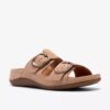Cecily Step flade sandaler i beige nubuck til kvinder Cecily Step flade sandaler i beige nubuck til kvinder