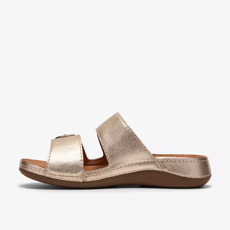 Cecily Step flade sandaler i champagnefarvet læder til kvinder Cecily Step flade sandaler i champagnefarvet læder til kvinder