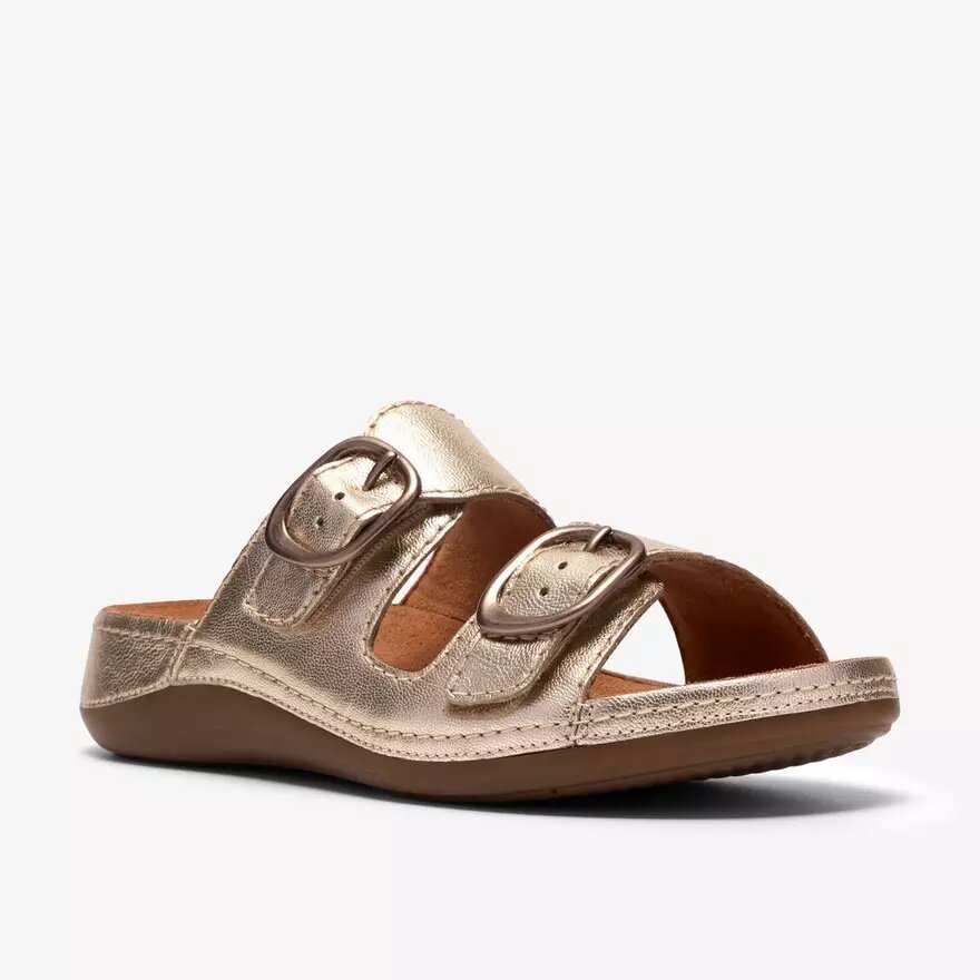 Cecily Step flade sandaler i champagnefarvet læder til kvinder Cecily Step flade sandaler i champagnefarvet læder til kvinder