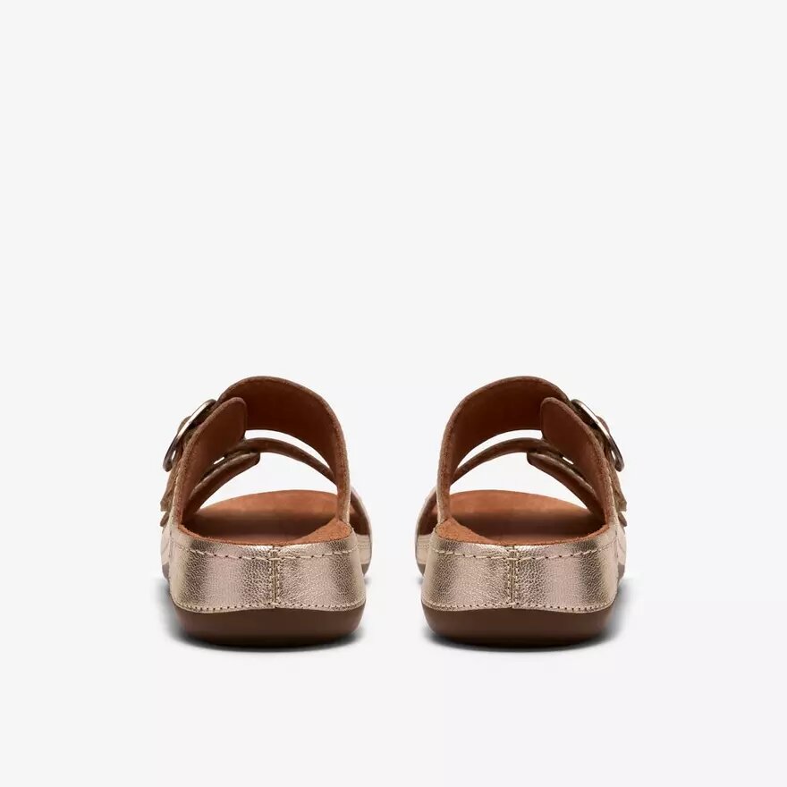 Cecily Step flade sandaler i champagnefarvet læder til kvinder Cecily Step flade sandaler i champagnefarvet læder til kvinder