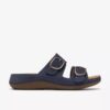 Cecily Step flade sandaler i navy nubuck til kvinder Cecily Step flade sandaler i navy nubuck til kvinder