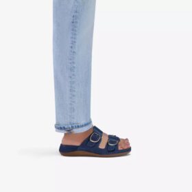 Cecily Step flade sandaler i navy nubuck til kvinder Cecily Step flade sandaler i navy nubuck til kvinder