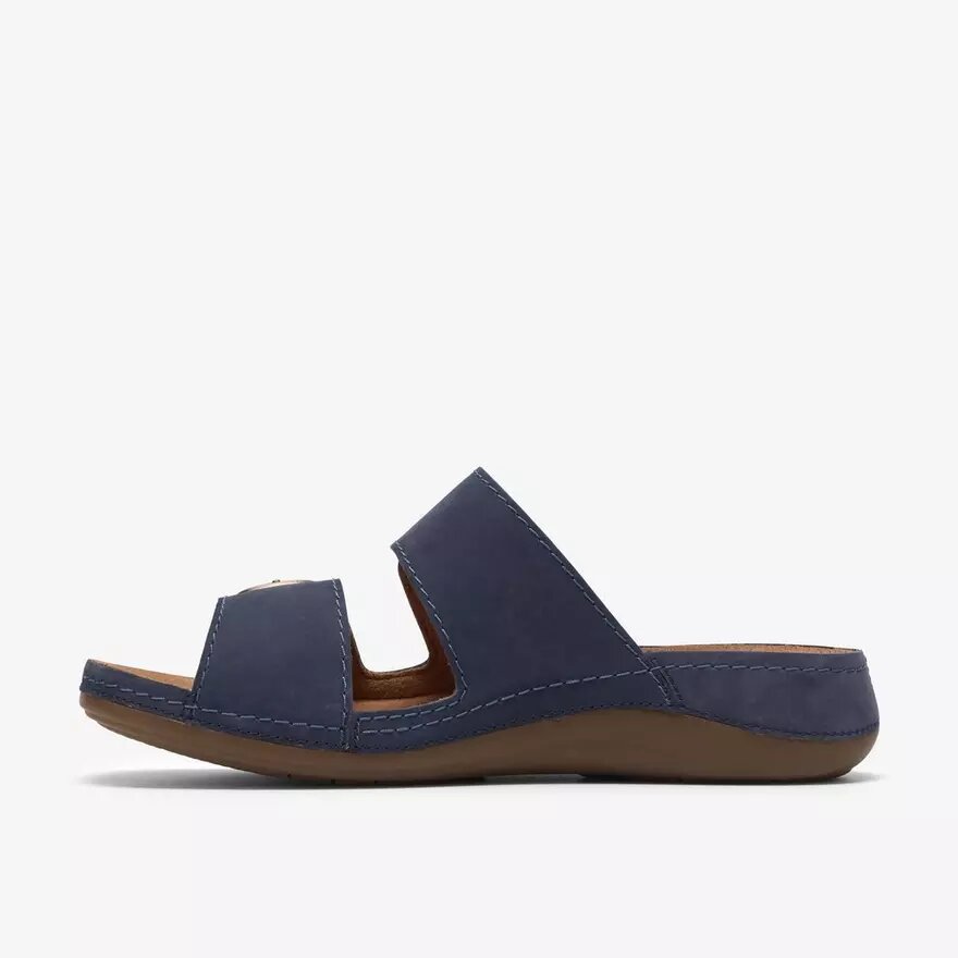 Cecily Step flade sandaler i navy nubuck til kvinder Cecily Step flade sandaler i navy nubuck til kvinder