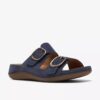 Cecily Step flade sandaler i navy nubuck til kvinder Cecily Step flade sandaler i navy nubuck til kvinder