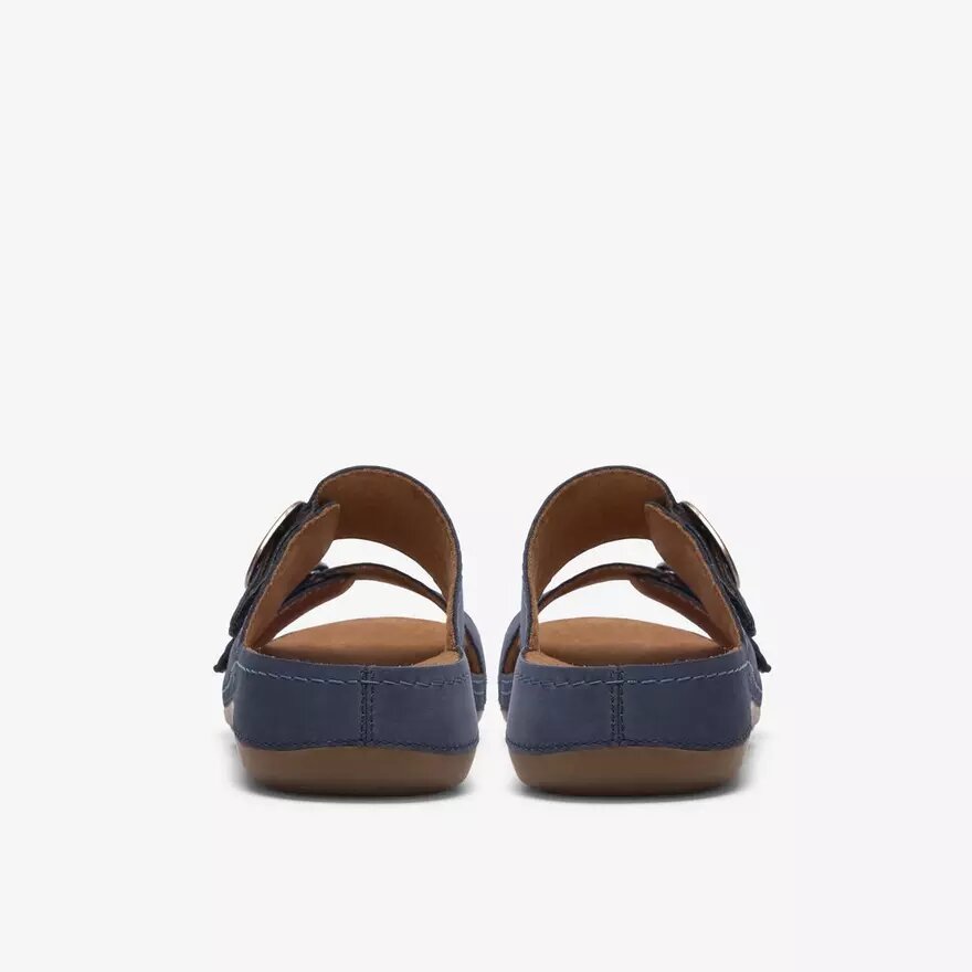 Cecily Step flade sandaler i navy nubuck til kvinder Cecily Step flade sandaler i navy nubuck til kvinder