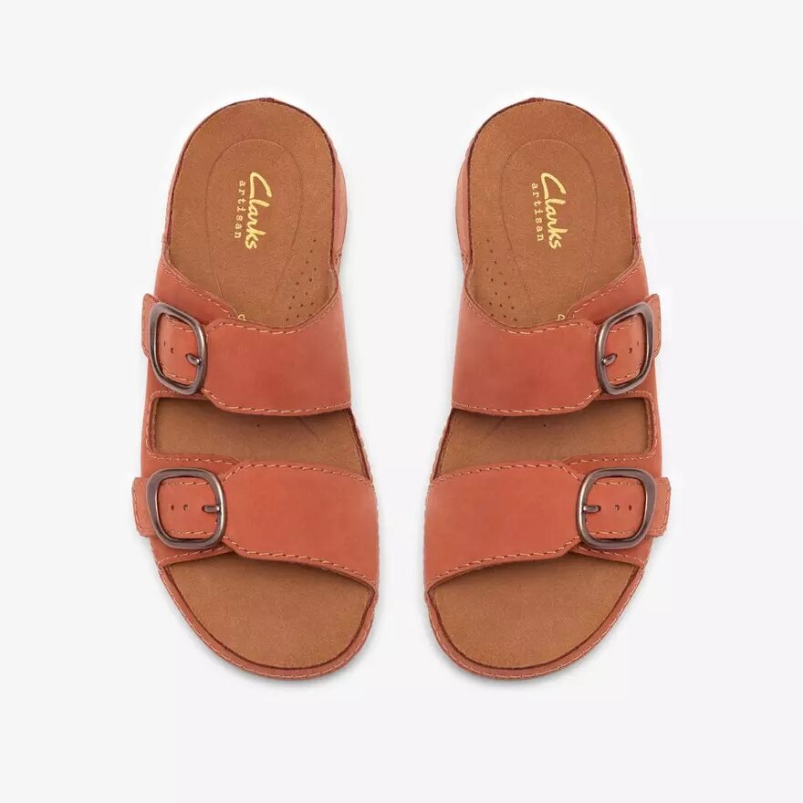Cecily Step flade sandaler til kvinder i brændt orange Cecily Step flade sandaler til kvinder i brændt orange
