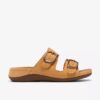 Cecily Step flade sandaler til kvinder i lys okkerfarvet nubuck