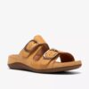 Cecily Step flade sandaler til kvinder i lys okkerfarvet nubuck