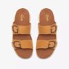 Cecily Step flade sandaler til kvinder i lys okkerfarvet nubuck