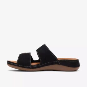 Cecily Step flade sandaler til kvinder i sort nubuck Cecily Step flade sandaler til kvinder i sort nubuck