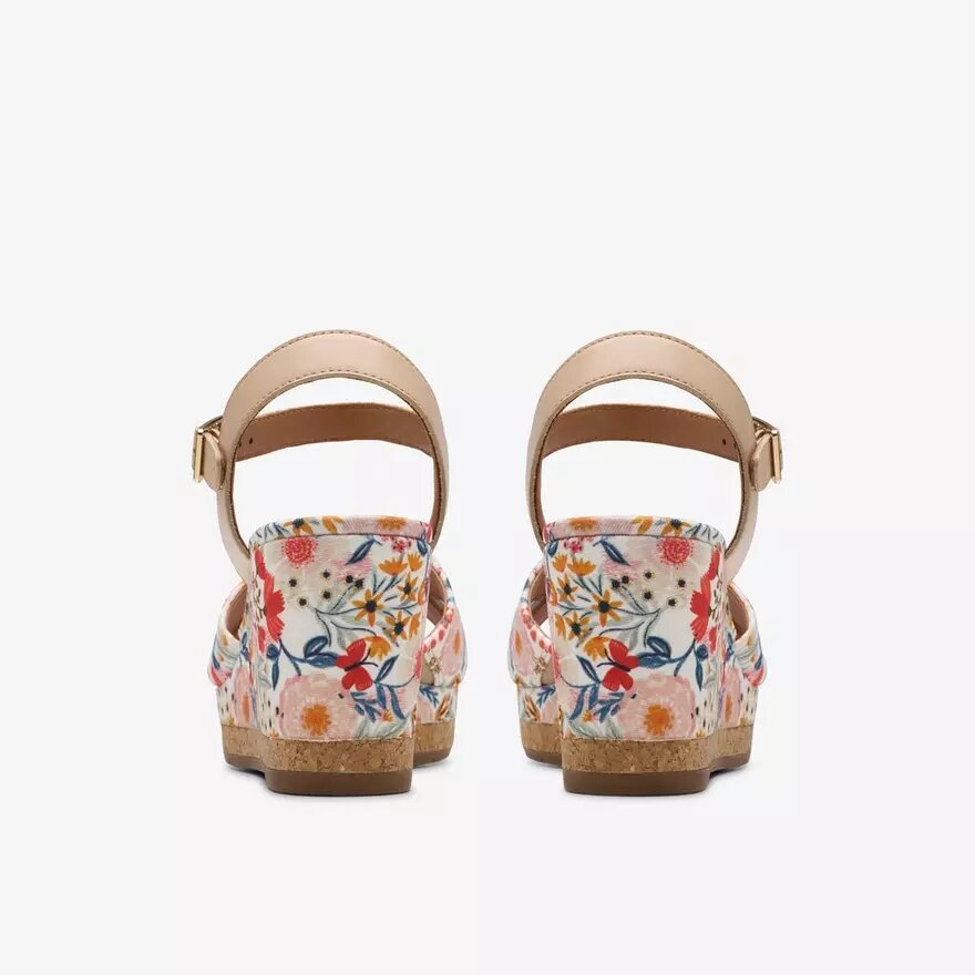 Chicly Floral hvide kilehæle til kvinder Chicly Floral hvide kilehæle til kvinder