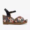 Chicly Floral sorte kilehæle til kvinder Chicly Floral sorte kilehæle til kvinder
