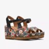 Chicly Floral sorte kilehæle til kvinder Chicly Floral sorte kilehæle til kvinder