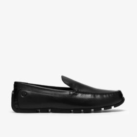 Corsley Plain sorte læder Loafers til mænd