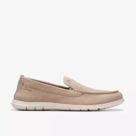 Flexway Step sandfarvede ruskindsloafers til mænd i Slip-on-udgaven
