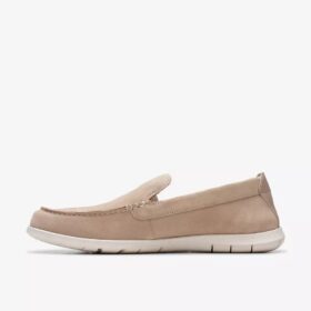 Flexway Step sandfarvede ruskindsloafers til mænd i Slip-on-udgaven