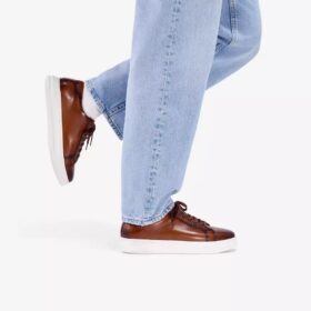 Goswell Tie sneakers i tan læder for mænd