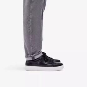 Goswell Tie sort lædersneaker til mænd