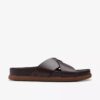 Herre Torford Cross brune læder-flade sandaler