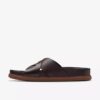Herre Torford Cross brune læder-flade sandaler