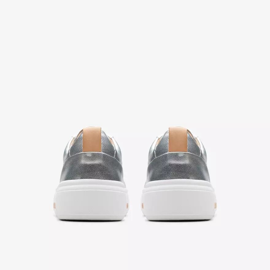 Hollyhock Walk sølvfarvede lædersneakers til kvinder Hollyhock Walk sølvfarvede lædersneakers til kvinder