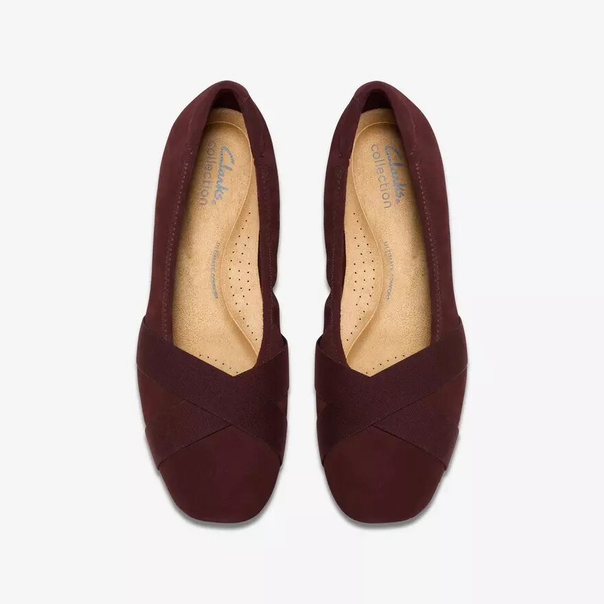 Jazmynn Gem Merlot-ballerinasko i ruskind til kvinder Jazmynn Gem Merlot-ballerinasko i ruskind til kvinder