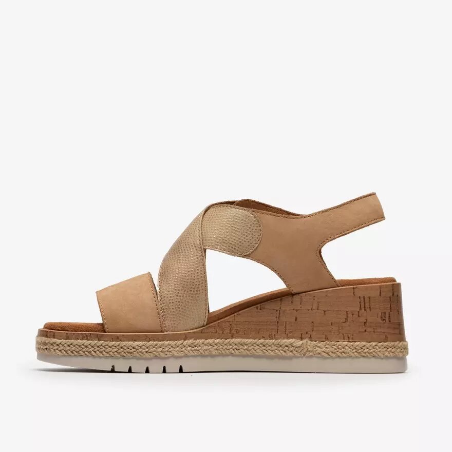 Kidiki Sun beige kombination-kilehæle-sandaler til kvinder Kidiki Sun beige kombination-kilehæle-sandaler til kvinder