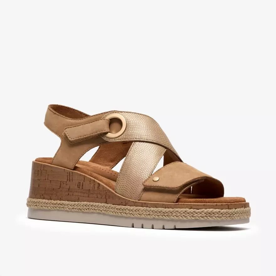 Kidiki Sun beige kombination-kilehæle-sandaler til kvinder Kidiki Sun beige kombination-kilehæle-sandaler til kvinder