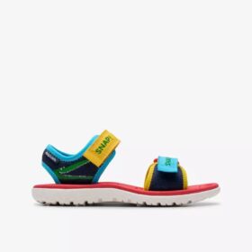 Kids Surfing Ace flade sandaler med marineblåt print – os Kids Surfing Ace flade sandaler med marineblåt print – os