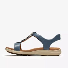 Kitly Gem flade sandaler i denimblåt læder til kvinder