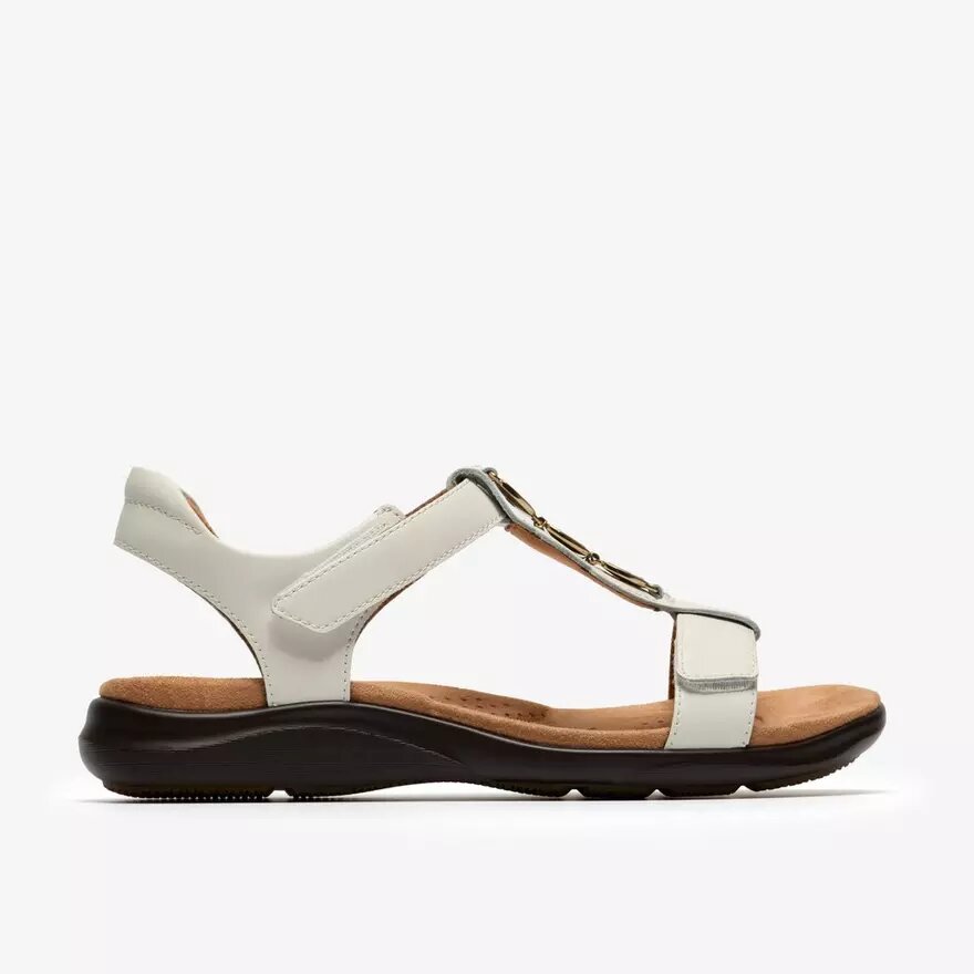 Kitly Gem flade sandaler i hvidt læder til kvinder Kitly Gem flade sandaler i hvidt læder til kvinder