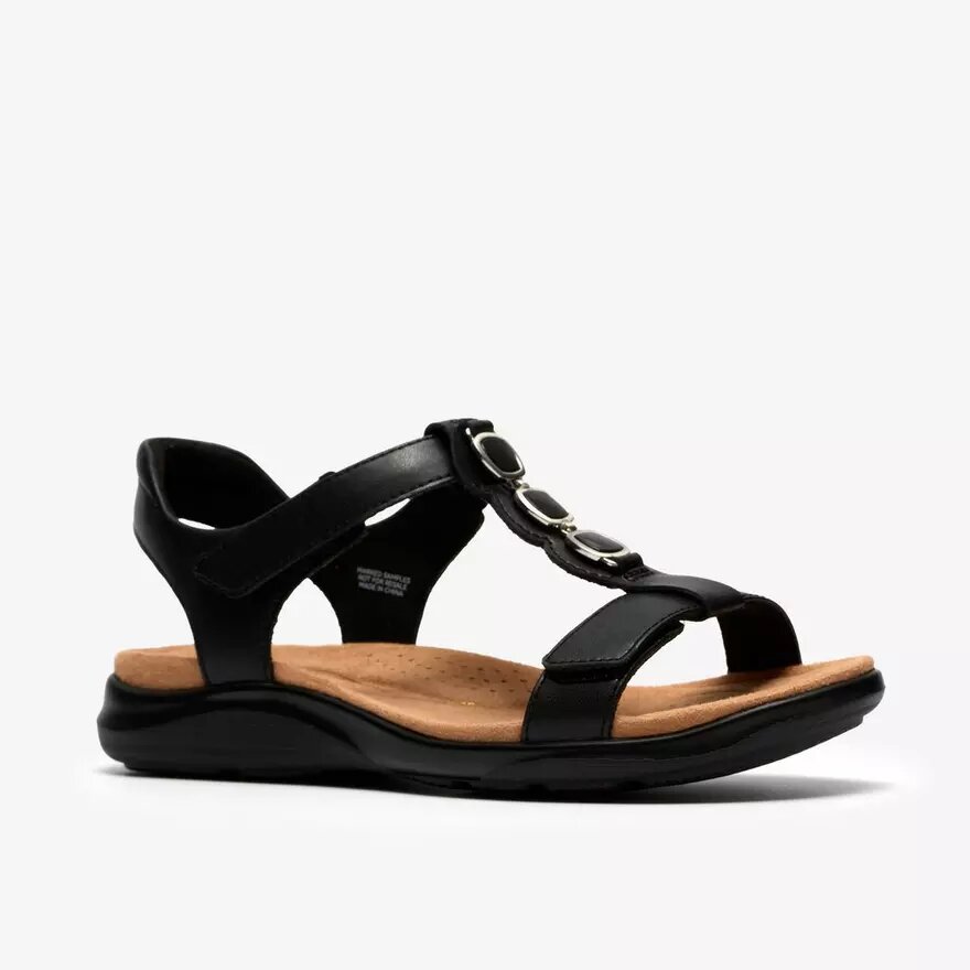 Kitly Gem flade sandaler i sort læder til kvinder Kitly Gem flade sandaler i sort læder til kvinder