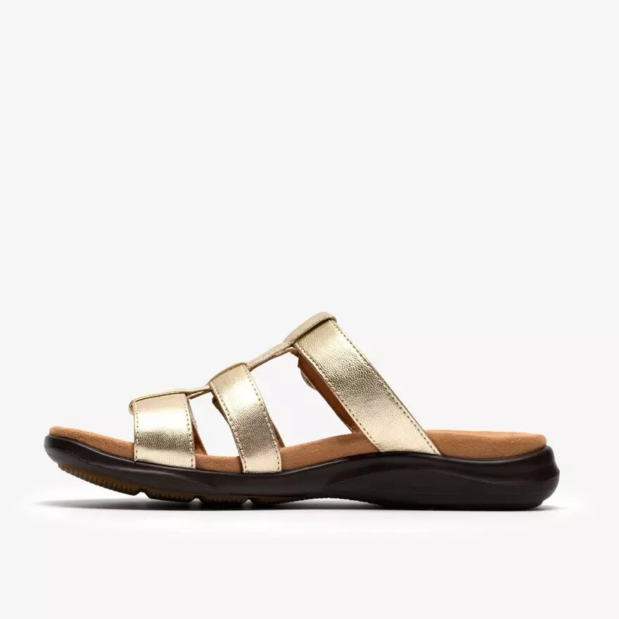 Kitly Pearl flade sandaler i champagnefarvet læder til kvinder Kitly Pearl flade sandaler i champagnefarvet læder til kvinder