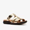 Kitly Pearl flade sandaler i champagnefarvet læder til kvinder Kitly Pearl flade sandaler i champagnefarvet læder til kvinder